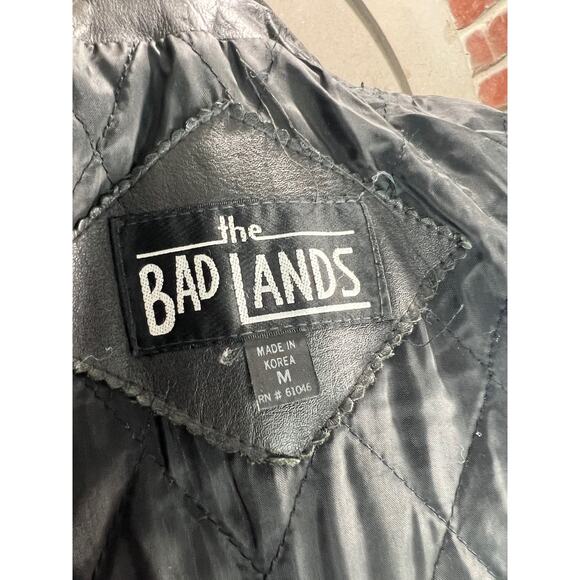 badlands leather jacket unique pattern dolman sleeve 1990s black - Picture 8 of 16